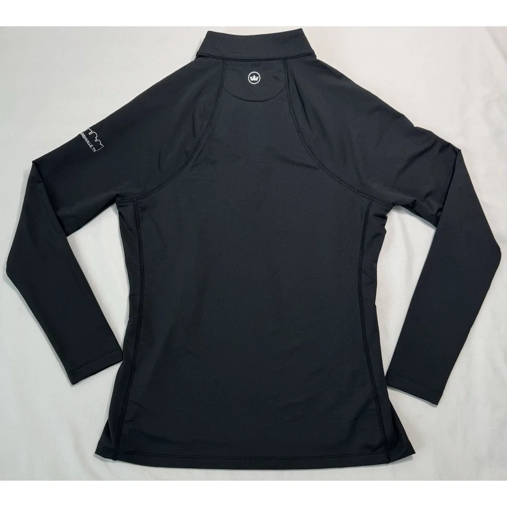 NWT Peter Millar Perth Performance Black Quarter-Zip Womens Size M Golf UPF 50+